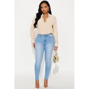 She's Fire Stretch Skinny Jeans - Light Wash